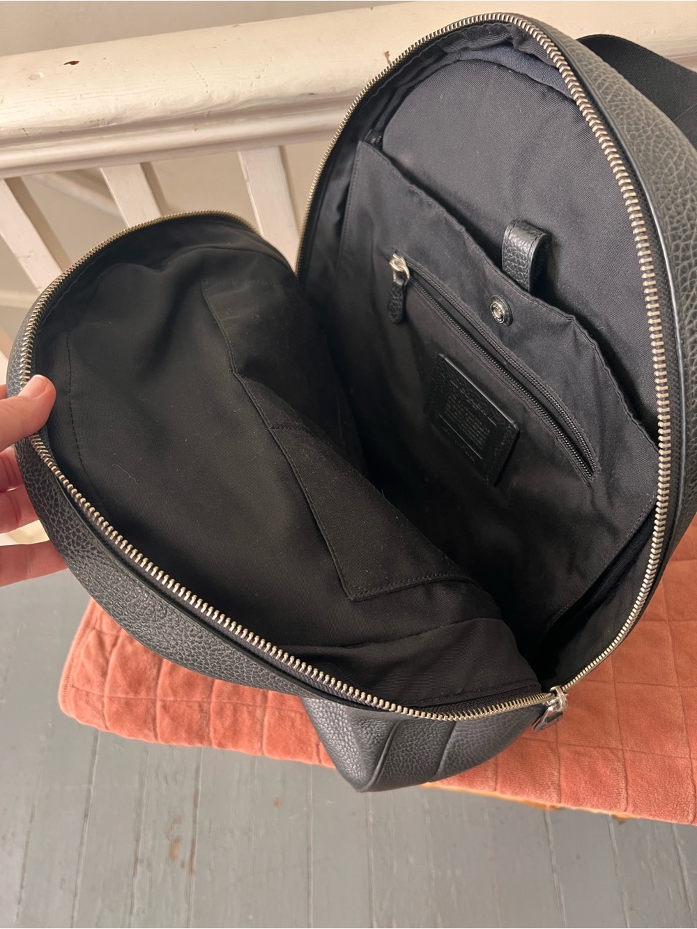 Coach black pebbled leather backpack - Picture 2 of 6